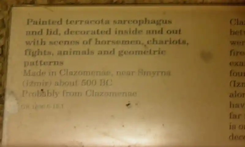 Extended swastika with sun-like design pattern on a terracotta sarcophagus